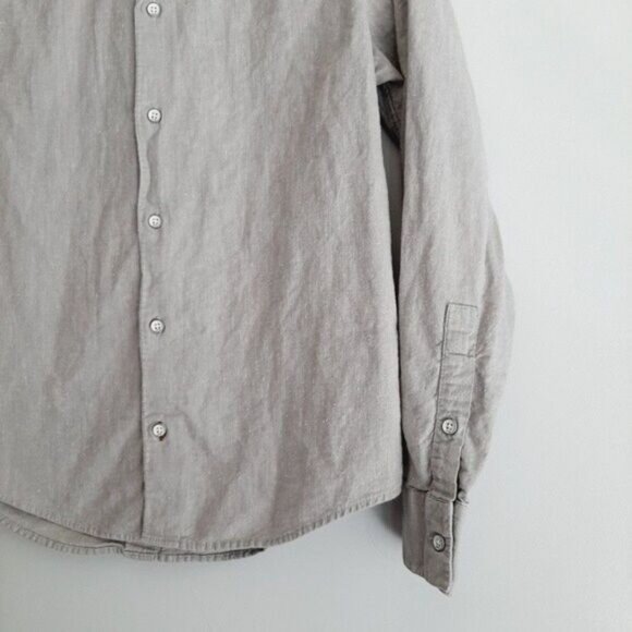DH3 / 100% Cotton Textured Button Down Dress Shirt Light Grey Men's Sz S - Picture 3 of 9